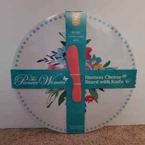 The Pioneer Woman Presentation and Cheese Board with Knife, Pink Floral